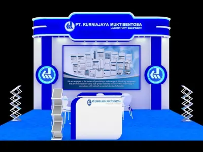Booth Exhibition Design size 6x6 m three sides open Low-poly 3D model