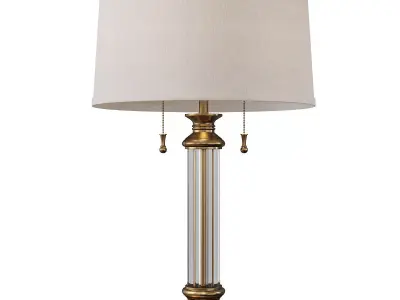 Rolland Antique Brass and Crystal Column Table Lamp Low-poly 3D model