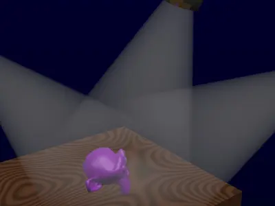 Flashlight elephant on wooden platform Free 3D model