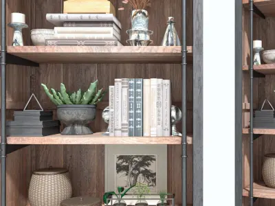 style Industrial bookshelf bookcase 3D model