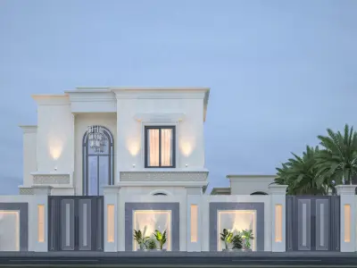 Elevation Front villa Low-poly 3D model