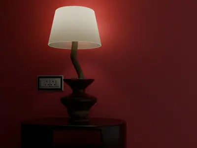  Modern Wooden Table Lamp with Shelf and Switchboard  3D model