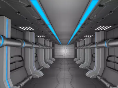 Sci Fi Corridor 3D model 26