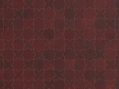 Royal Red Islamic Star Pattern Stone Tiles PBR Seamless Texture