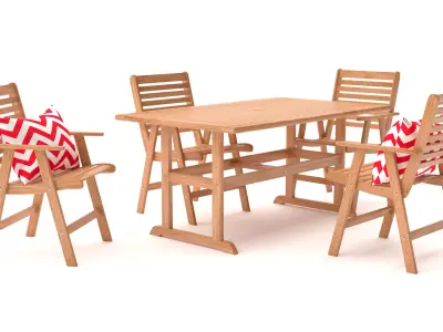 outdoor armchair and table 3D model