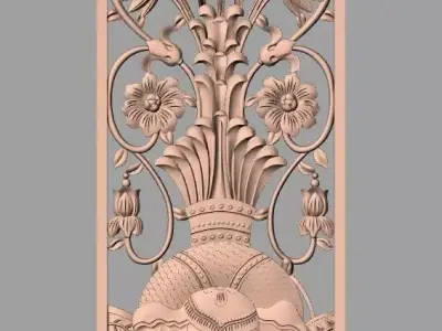 Door flower 3D relief STL Model for CNC woodworking carving E262 3D model