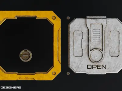 Sci-Fi Entry Panel Low Poly PBR 3D Model Low-poly 3D model