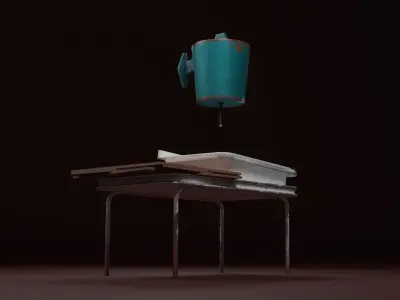 Outdoor washstand with sink Low-poly 3D model