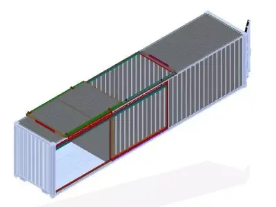 40 feet modified container with top and side sliding door 3D model