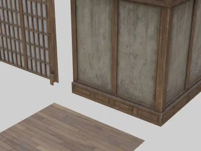 Low Poly Modular Japanese House With PBR Materials Low-poly 3D model