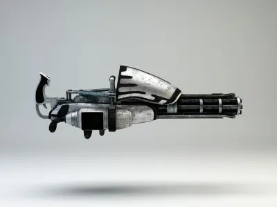 Retro-Futuristic Mechborg with Minigun 3D model