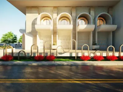 3D Architectural Model  Islamic Bank Low-poly 3D model