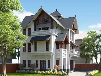Villa house 1-Neoclassical architecture 3D model