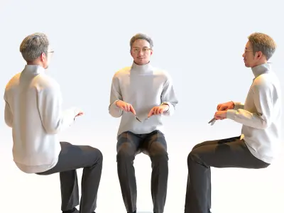 Posed Asian Casual Man - 5 Pack 4 - C1-M4G 3D model