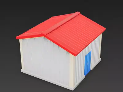 Stylized Industrial Utility Shed 3D Model Low-poly 3D model