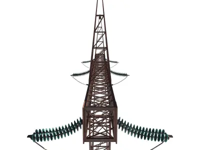 Electricity Pole 4 Weathered Low-poly 3D model