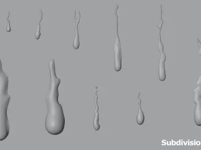 10 Water Drop 3D model - Set of Water Droplets 3D model 3D model