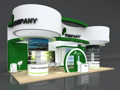 Exhibition Stand Stall 7x12 Height 500 cm 3 Side Open 3D model