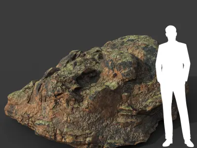 Low poly Brown Moss Rock B 210217 Low-poly 3D model