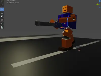 The Robot With Machine Gun Low-poly 3D model