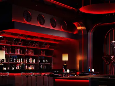 Modern metal style bar-cr 3D model