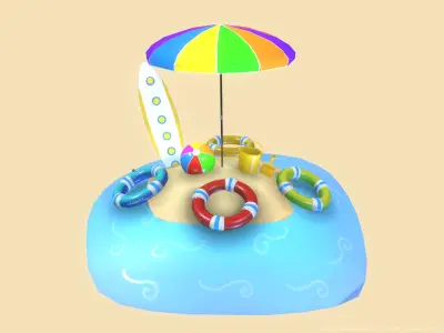 Beach Props Pack JFG V2 Low-poly 3D model