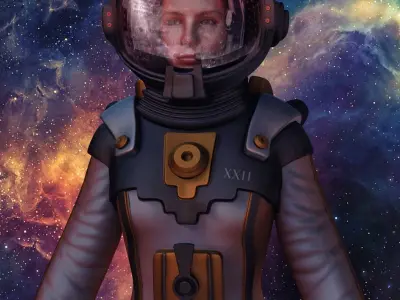 Astronaut female in spacesuit 3D model