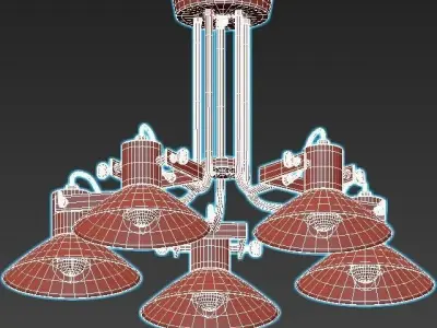 dauntaun five light ceiling fixture 3D model