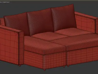 Sacramento Sofa Bed Chaise Reversible Grey 3D model