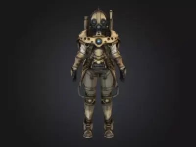 Steampunk Diver Blueprint Low-poly 3D model