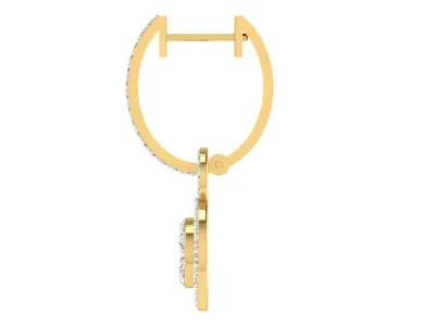 Light Weight Yellow Gold Diamond Earring  -ER-2198 3D print model