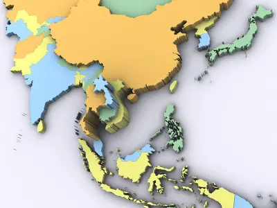 Map of Asia and Oceania 3D model