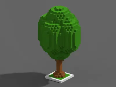 Tree Voxel - 5 Low-poly 3D model