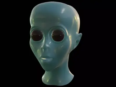 Alien head with basic materials 3D model