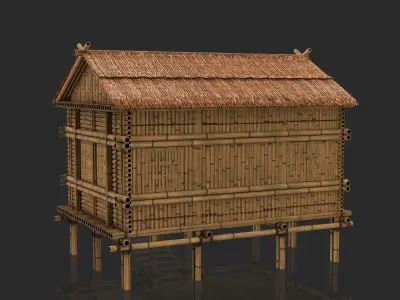 Bamboo House 1 - Jungle Hut 3D model