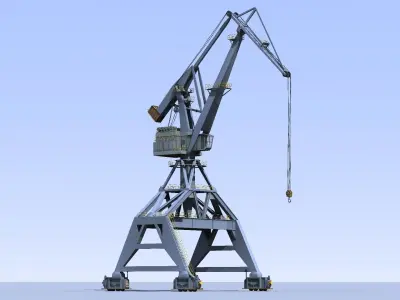 Crane Gray for shipyard cargo terminal or port 3D model