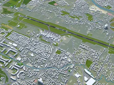 Sarajevo Airport 10km Low-poly 3D model