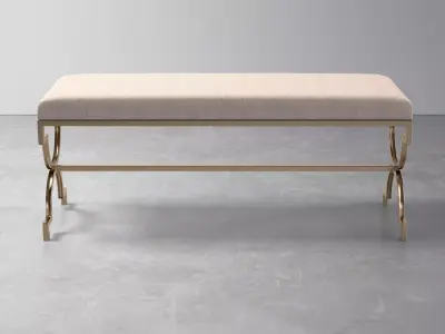 Cream Double Bench Free 3D model
