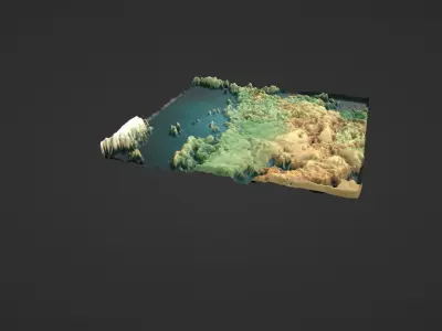 Russia Map Topography Low-poly 3D model