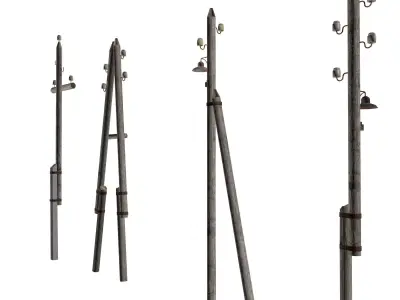 Electric pole PBR texture Low-poly 3D model