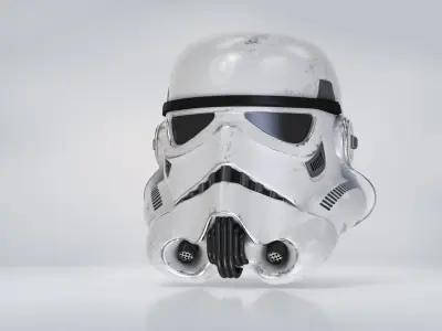 StormTrooper Helmet Damaged Low-poly 3D model
