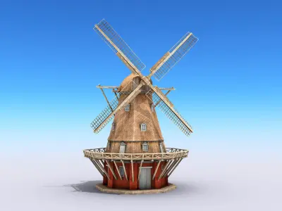 Copenhagen Windmill Low-poly 3D model