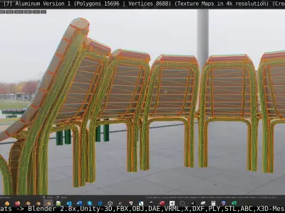  Round Tree Bench - 7 - Aluminum Version 1 Low-poly 3D model