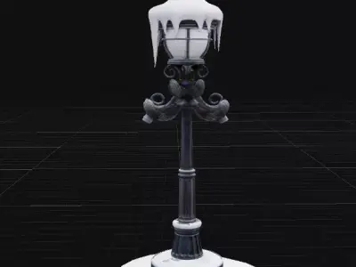 Stylized Street Lamp Winter Christmas Game Asset Low-poly 3D model