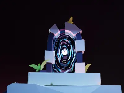 Ancient magic portal low poly 3D model