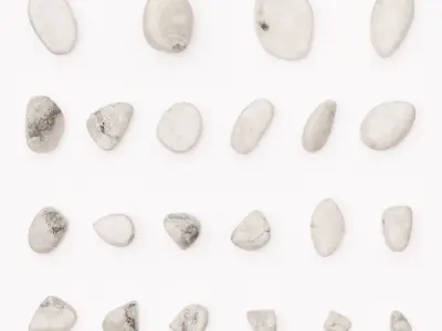 White marble pebbles 23 - 67mm 3D model