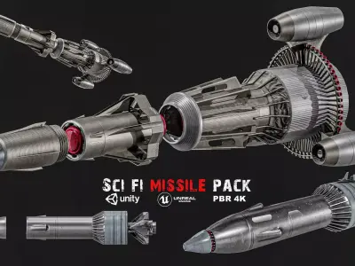 Sci-fi Missile 2 Pack Low-poly 3D model