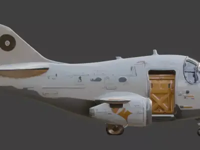 Futuristic Cartoon Cargo Aircraft 3D Model Low-poly 3D model