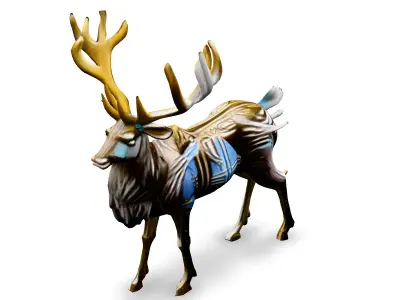 Mechanical Golden Deer 3D Model Low-poly 3D model