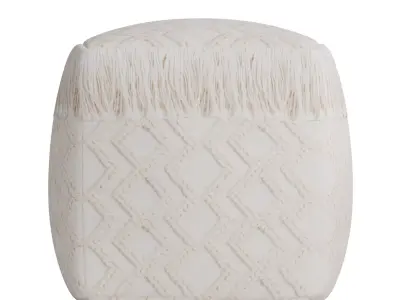 Inca Cream Cotton Pouf 3D model